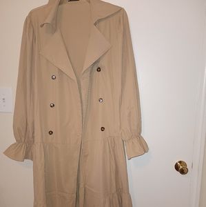 Pretty Little Thing brand xl long beige trench style jacket